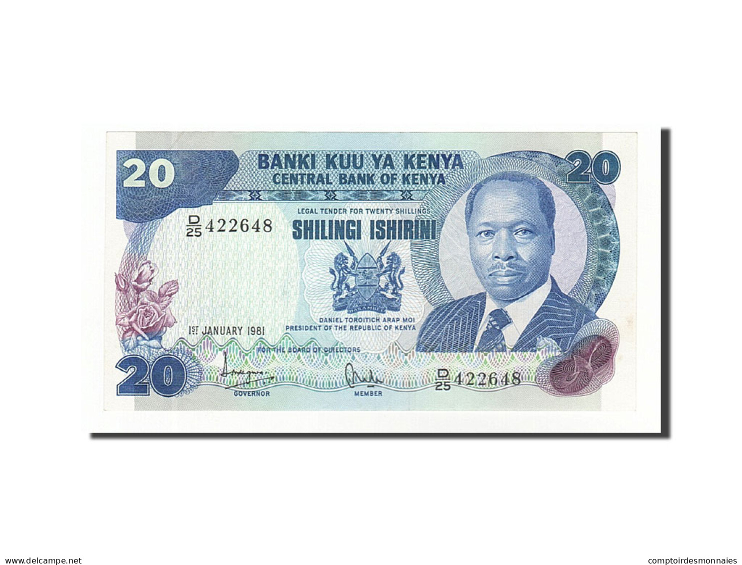 Billet, Kenya, 20 Shillings, 1981-87, 1981-01-01, KM:21a, SPL - Kenya