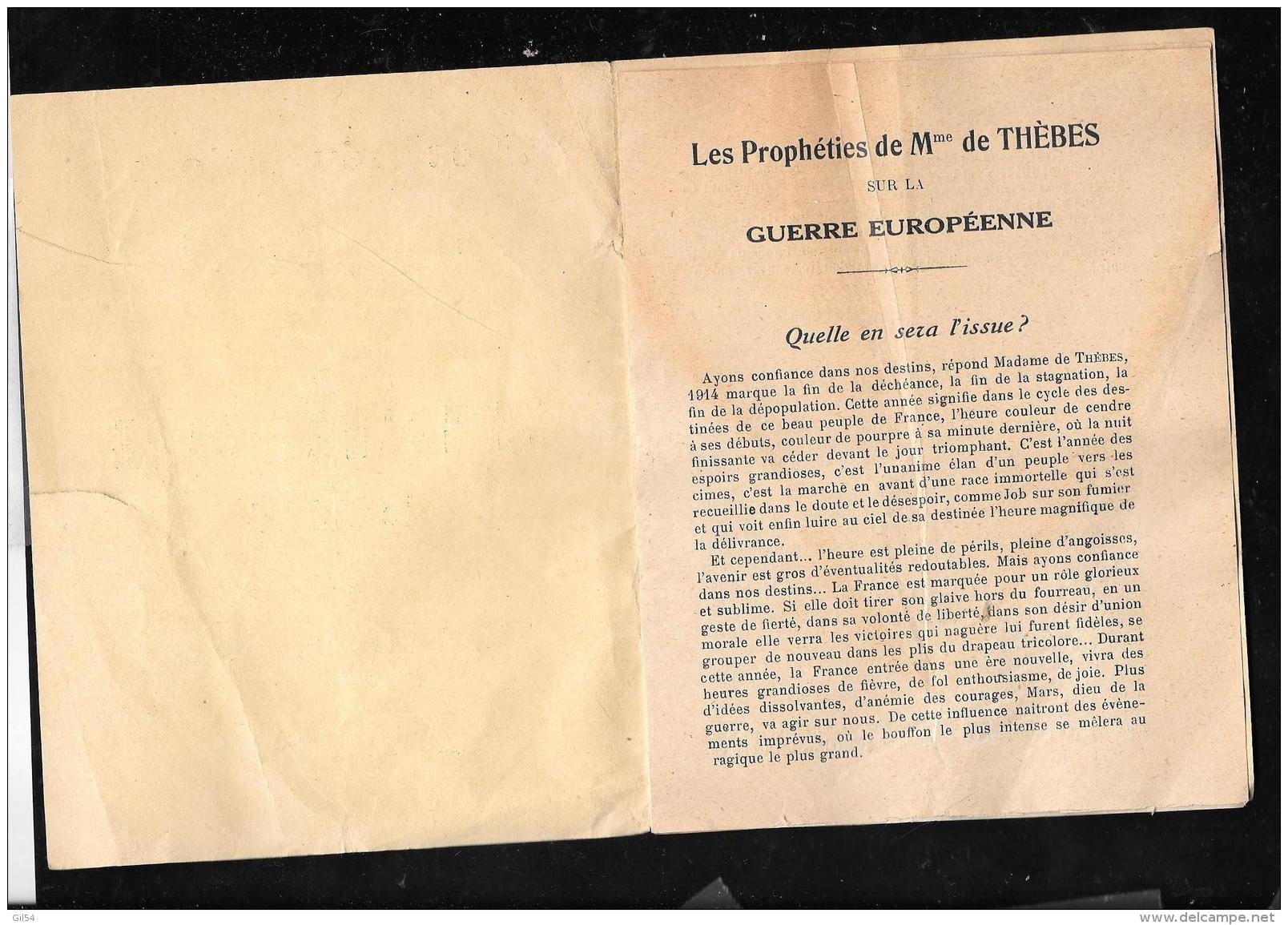 DOCUMENT RARE - Les Révélations De Mme De Thèbes Sur Le Grand Drame De 1914 ( Lire Détail) - Pma15 - Historische Documenten