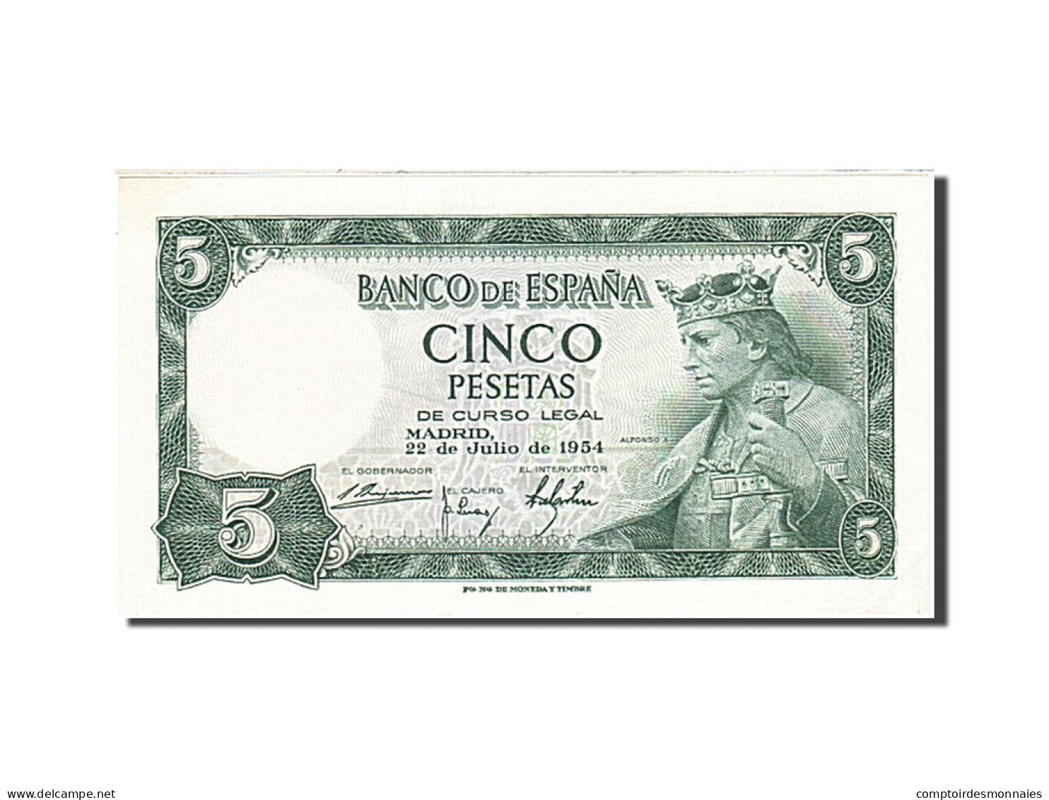 Billet, Espagne, 5 Pesetas, 1954, 1954-07-22, KM:146a, SPL - 5 Pesetas