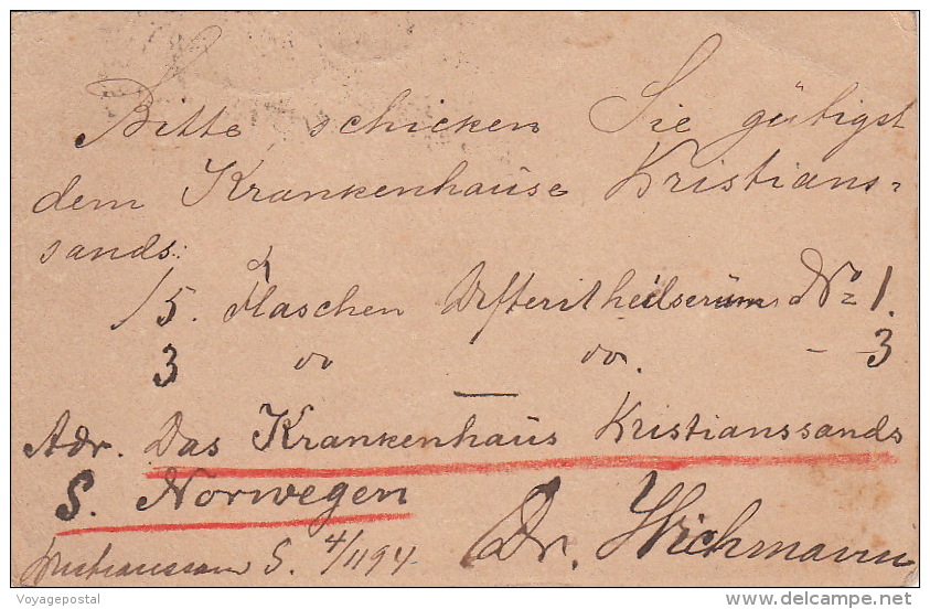 Entier CaD Bureau De Mer Norvège 1894 TTB - Postal Stationery
