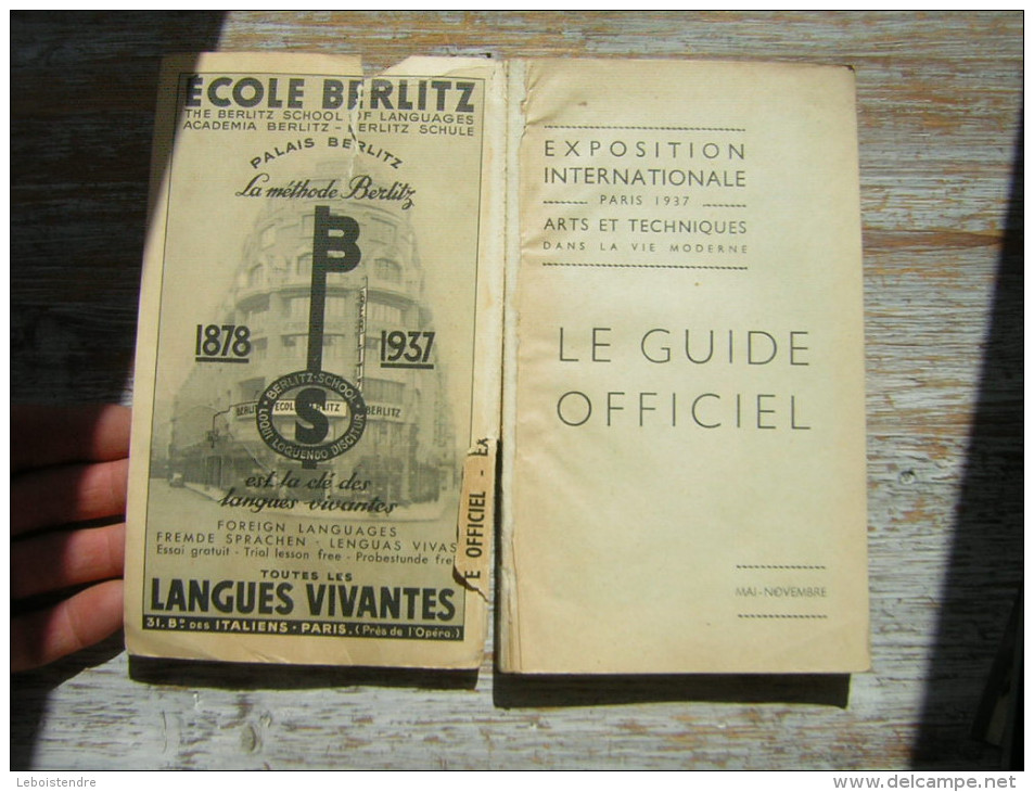 EXPOSITION INTERNATIONALE ARTS ET TECHNIQUES PARIS 1937  GUIDE OFFICIEL - Autres & Non Classés