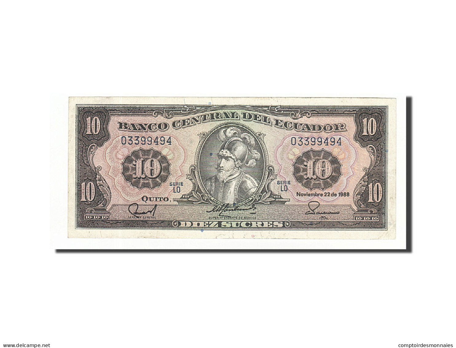 Billet, Équateur, 10 Sucres, 1984-1988, 1988-11-22, KM:121, TTB - Ecuador