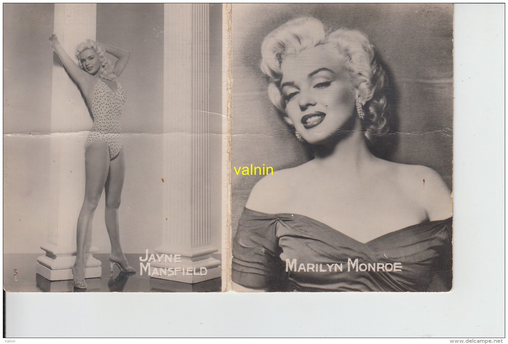 Café Tabac Billaut Wavrin Nord  Marilyn Monroe  Jayne Mansfield - Tamaño Pequeño : 1941-60