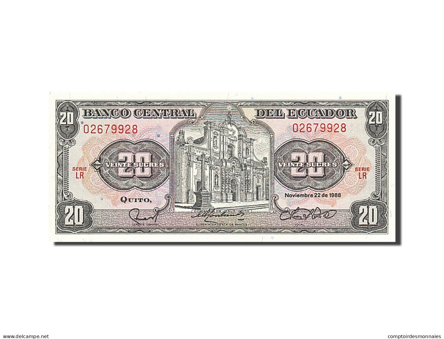 Billet, Équateur, 20 Sucres, 1984-1988, 1988-11-22, KM:121Aa, NEUF - Equateur