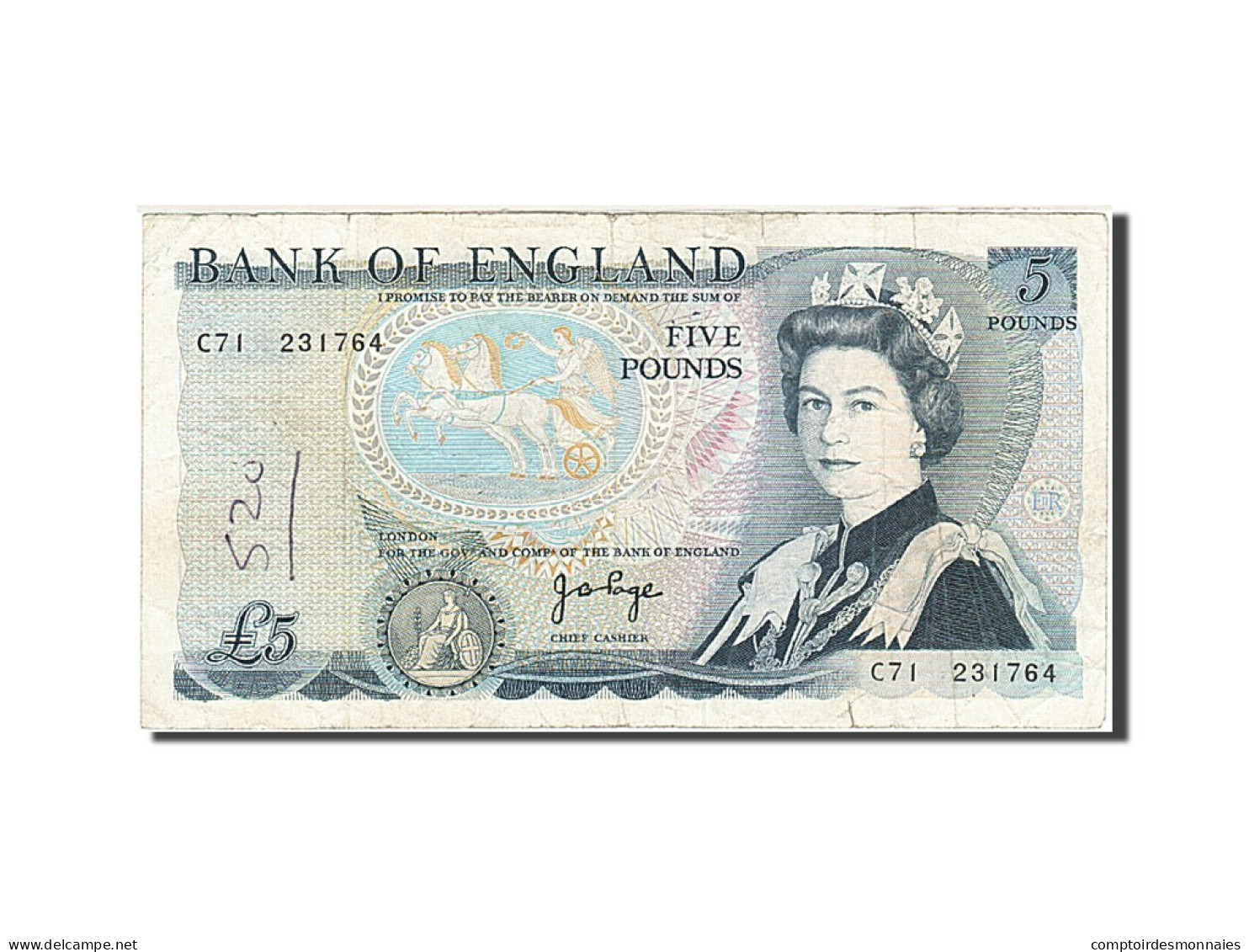 Billet, Grande-Bretagne, 5 Pounds, 1971-1982, 1973-1980, KM:378b, TB - 5 Pounds