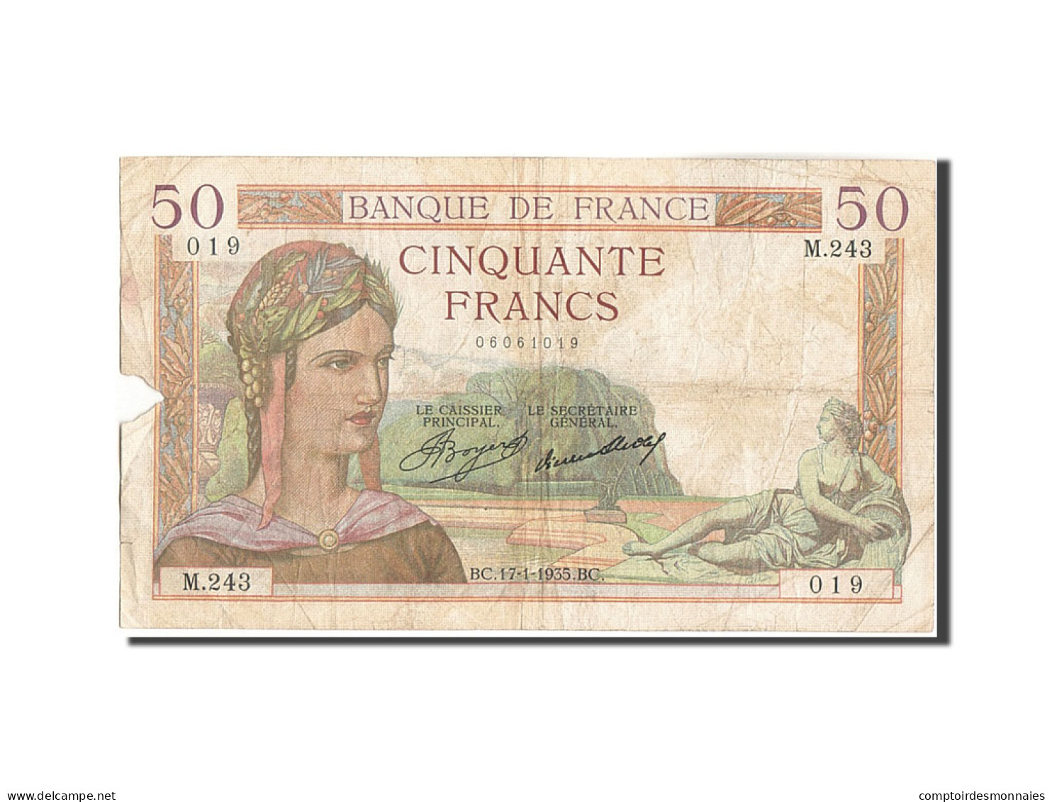 Billet, France, 50 Francs, 50 F 1934-1940 ''Cérès'', 1935, 1935-01-17, B - 50 F 1934-1940 ''Cérès''