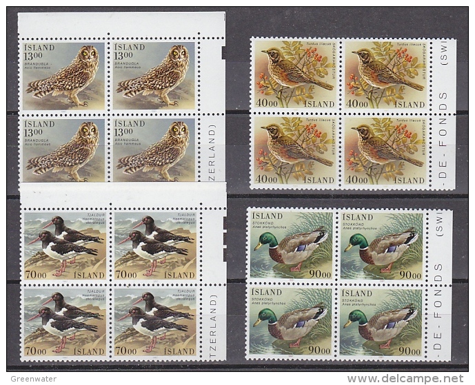 Iceland 1987 Birds 4v Bl Of 4  ** Mnh (29063) - Unused Stamps