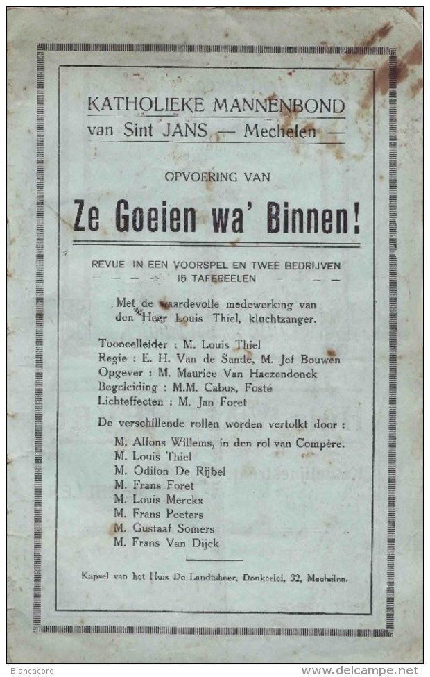 MECHELEN  KATHOLIEKE MANNENBOND Van Sint Jans 1930 - Programmes