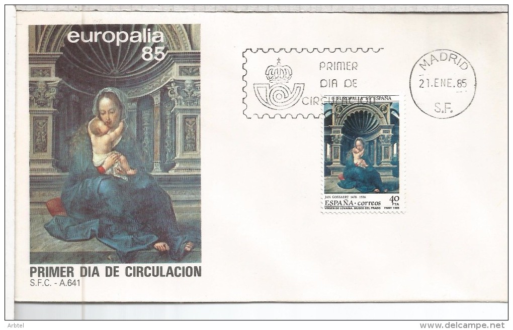 MADRID FDC SPD 1985 ARTE PINTURA VIRGEN DE LOVAINA EMISION CONJUNTA CON BELGICA - Madonnas