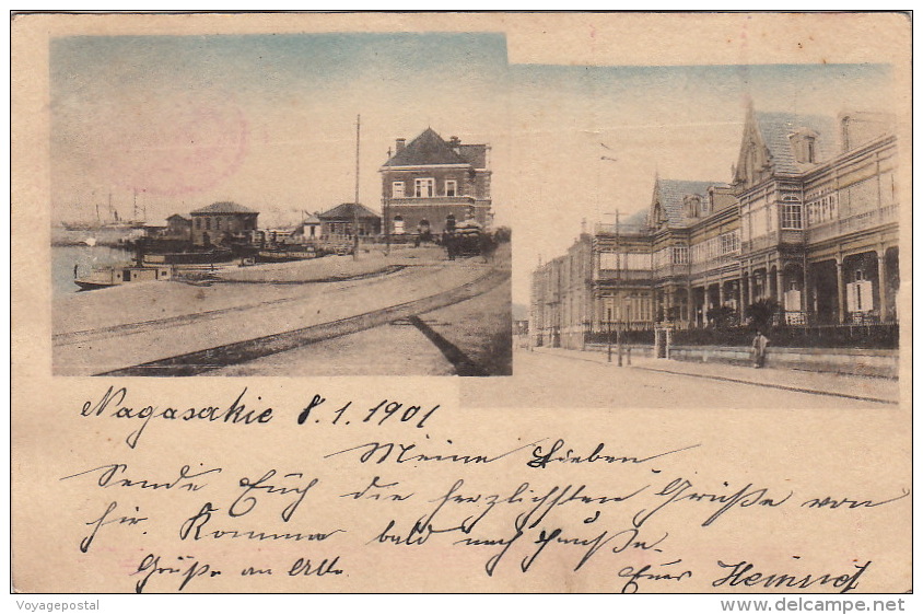 Entier CaD Nagasakie Pour L'Allemagne 1901 - Cartoline Postali