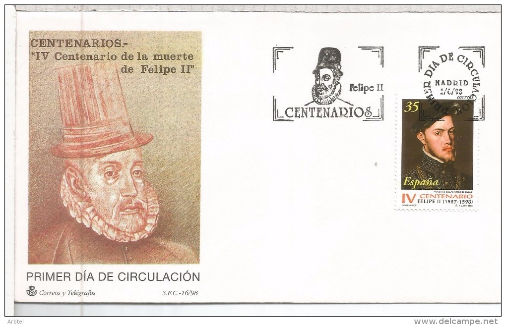 MADRID FDC SPD 1998 REY FELIPE II - Royalties, Royals