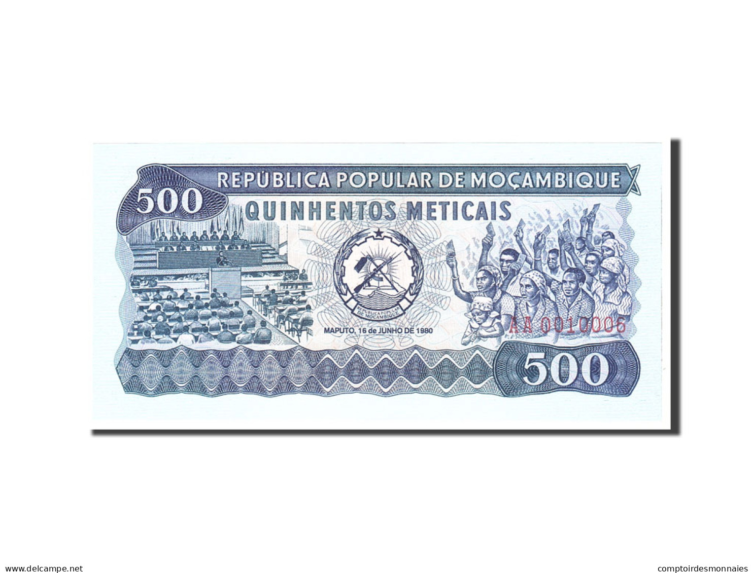 Billet, Mozambique, 500 Meticais, 1980, 1980-06-16, KM:127, NEUF - Mozambique