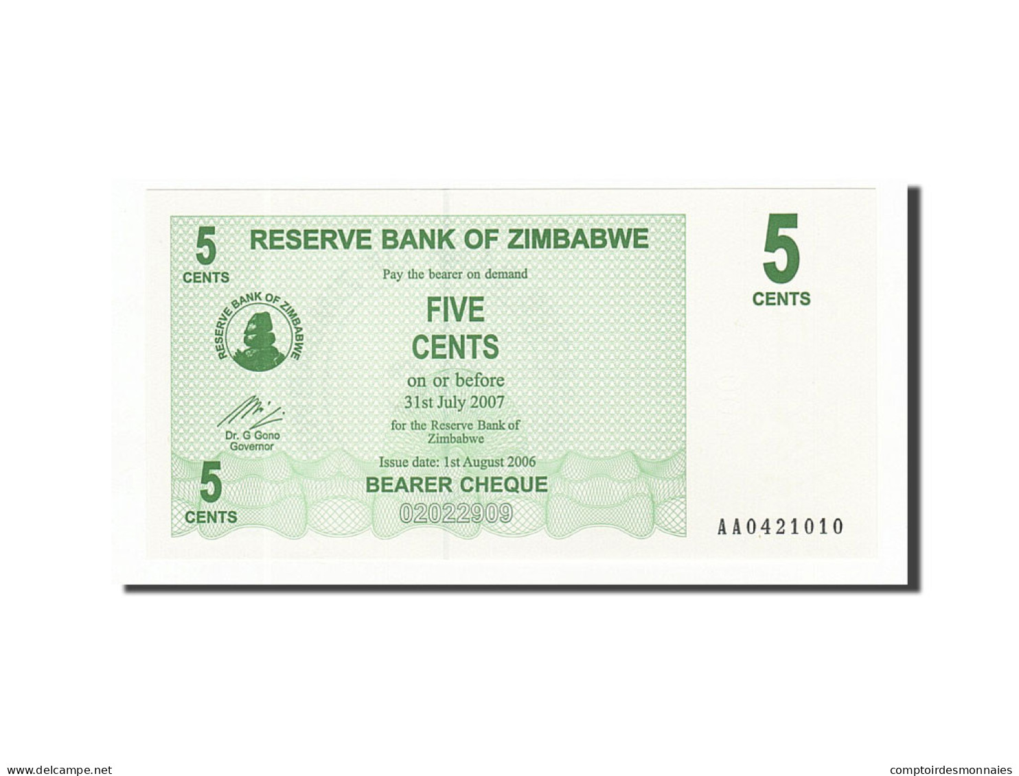 Billet, Zimbabwe, 5 Cents, 2006, 2006-08-01, KM:34, NEUF - Simbabwe