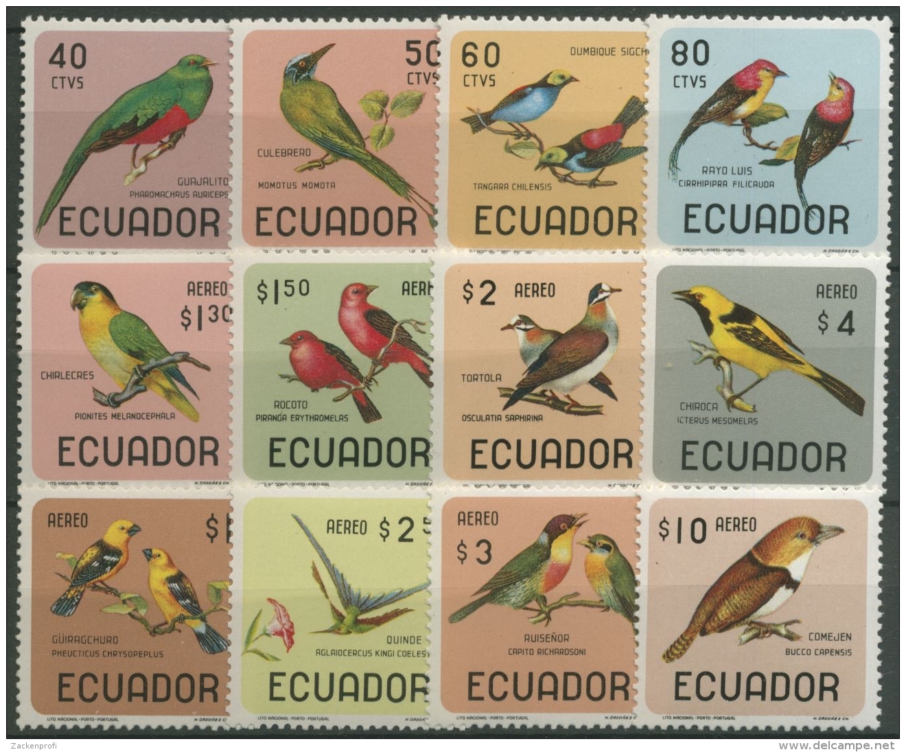Ecuador 1966 Vögel 1230/41 Postfrisch - Ecuador