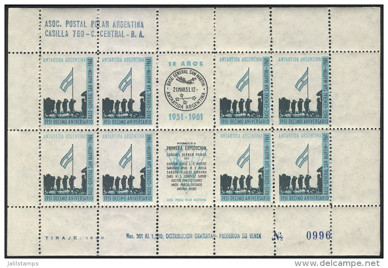 Minisheet Of Cinderellas Of Antarctic Base Gral. San Martín 1951-1961, N&ordm;0996, Unmounted, Very Nice! - Sonstige & Ohne Zuordnung