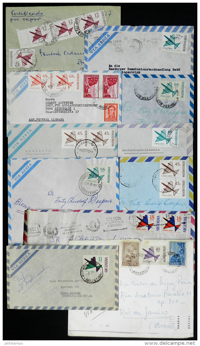 11 Covers Franked With Airmail Stamps (Stilyzed Airplane), Varied Destination, Mixed Quality, VF! - Lots & Serien