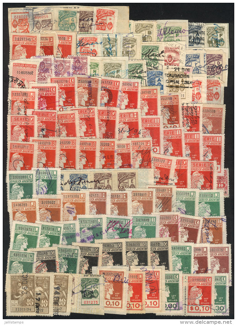 Lot Of Used Revenue Stamps, Many On Fragments, VF! - Sonstige & Ohne Zuordnung