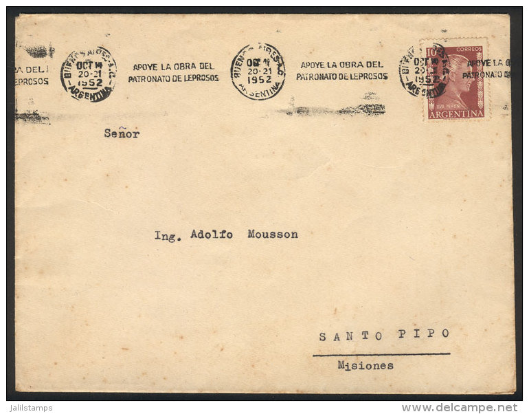 Cover Franked By GJ.1005A, Machine Cancel With Slogan Topic LEPROSY, Sent From Buenos Aires To Santo Pipo... - Sonstige & Ohne Zuordnung