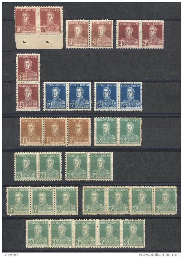 GJ.563 + 565/566 + 569 + 571/572, 1923 San Martín With Period, Perforation 13&frac14; X 12&frac12;, Lot Of... - Sonstige & Ohne Zuordnung