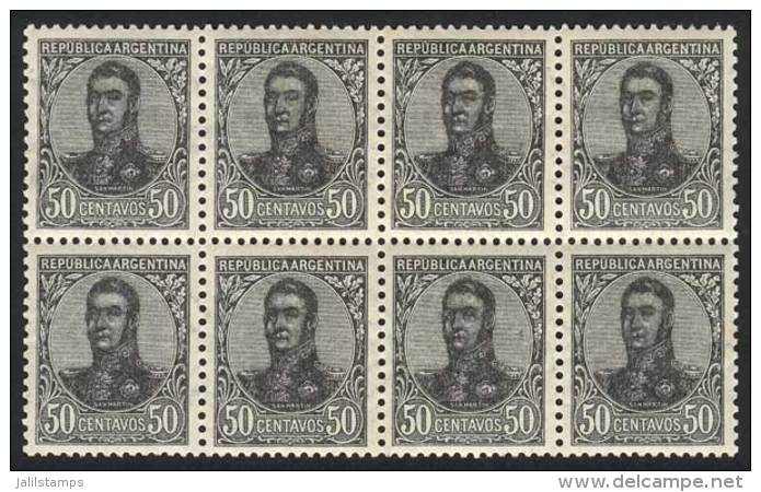 GJ.287, 50c. San Martín In Oval, Block Of 8 Stamps, Mint Original Gum, Excellent Quality! Catalog Value... - Sonstige & Ohne Zuordnung