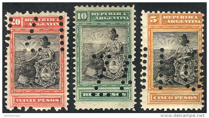 GJ.236O/238O, Seated Liberty, 5 To 20$, Used Punched INUTILIZADO, VF! Catalog Value US$9. - Sonstige & Ohne Zuordnung