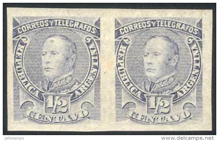 GJ.97AP, &frac12;c. Urquiza, Imperforate Pair, Mint Lightly Hinged, Stain Point. Catalog Value US$60 - Sonstige & Ohne Zuordnung