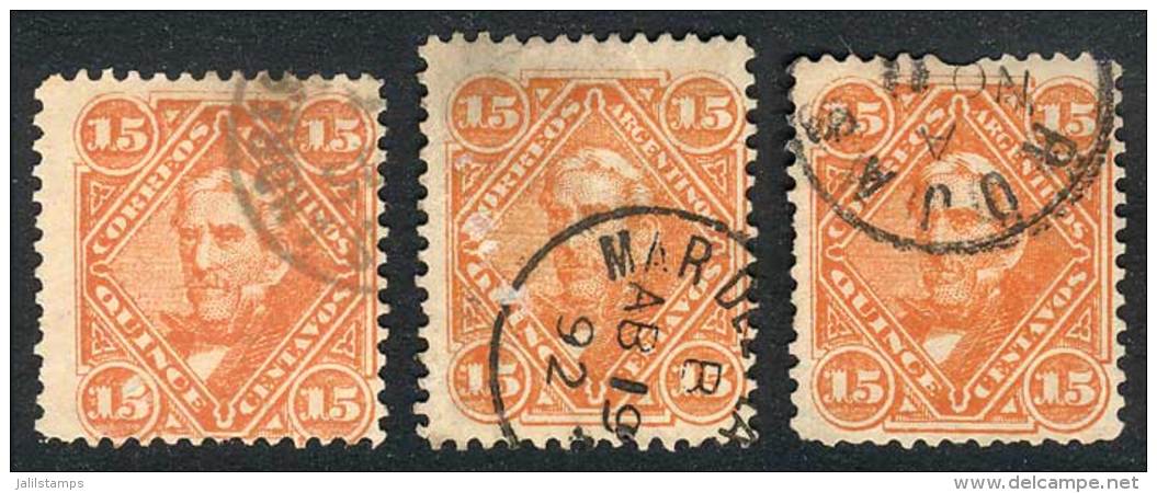 GJ.88, Lot With Circular Postmarks: Mar Del Plata, Rojas And San Andrés De Giles, VF - Sonstige & Ohne Zuordnung
