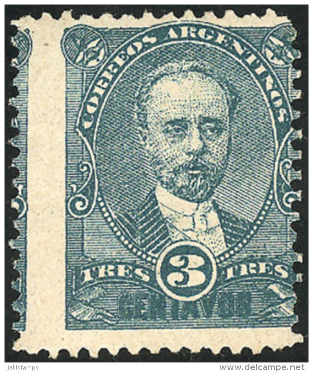 GJ.83, 3c. Juárez Celman, Perforation With Rightward Shift, Mint Lightly Hinged, Very Light Staining, Very... - Sonstige & Ohne Zuordnung