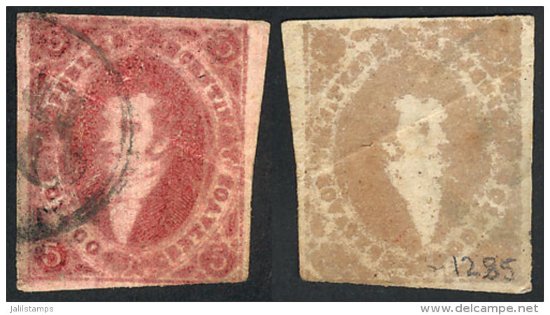 GJ.34e, 5c. 8th Printing, Oily Impression, Ivory Head, Rose Carmine Color, With Circular Numeral 18 Cancel, 2 Good... - Gebraucht