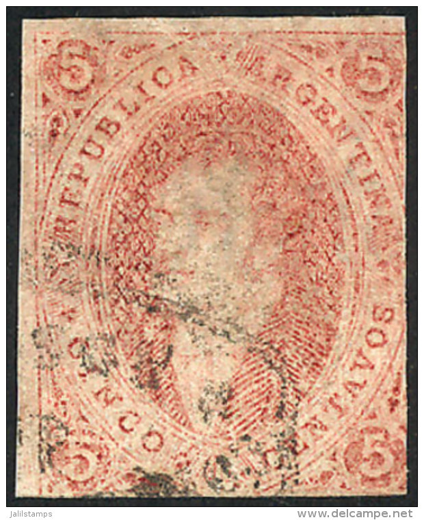 GJ.28, 5c. 6th Printing, Rose, Clear Impression, With Biconcave Ellipse Cancel Of 'Correo Nacional Del Rosario' In... - Gebraucht