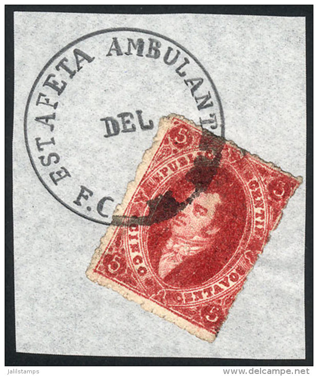 GJ.26, 5 C. 5th Printing, Carmine, With Estafeta Ambulante Del F.C. De La Ensenada Cancel (reconstructed), VF... - Gebraucht