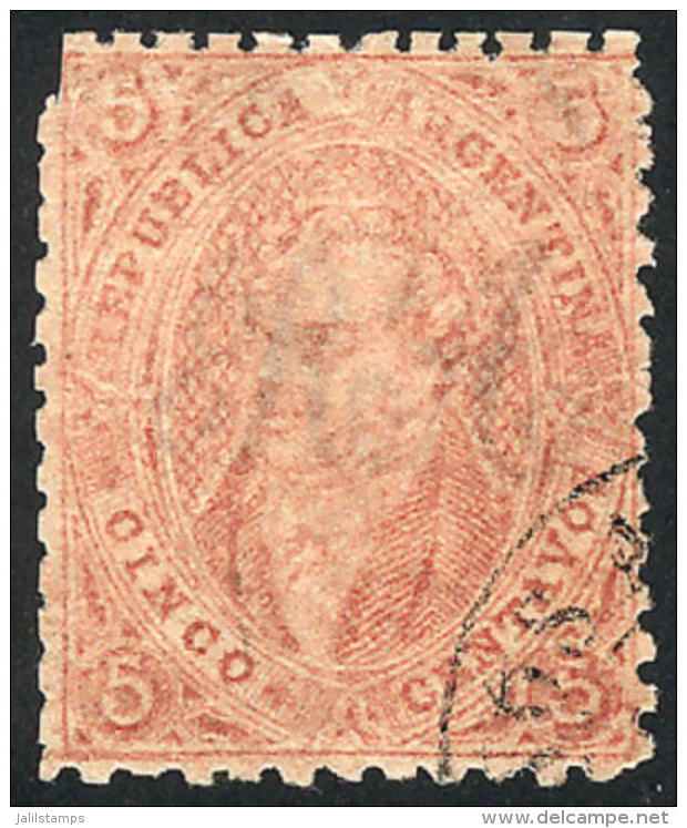 GJ.25j, 5 C. 4th Printing, Mulatto, Rose, With Double Circle Datestamp Of Buenos Aires, Minor Defects, VF! - Gebraucht