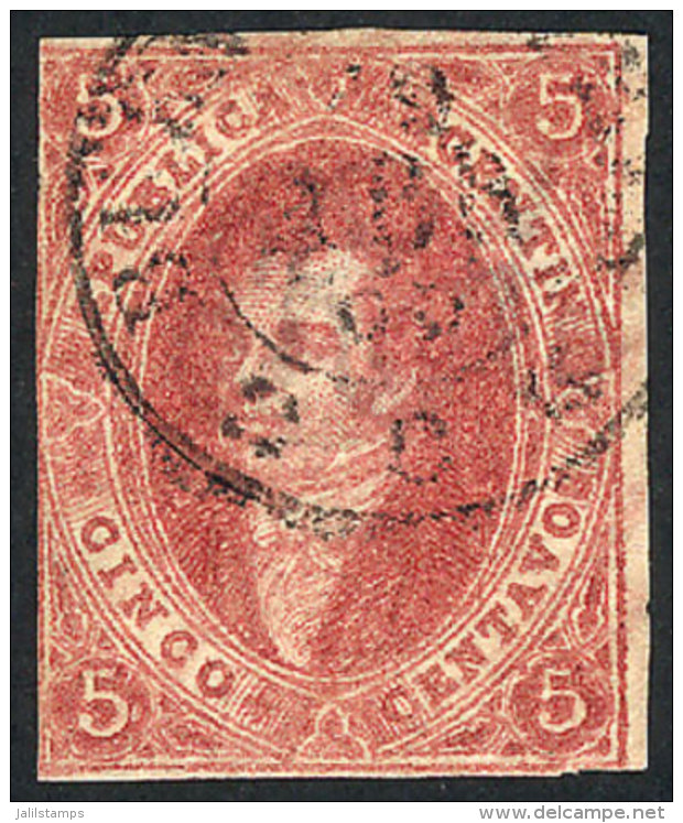 GJ.25, 5 C. 4th Printing, Dark Rose, With Double Circle Cancel Of BUENOS AIRES "C" Of 19/AP/66, One Margin... - Gebraucht