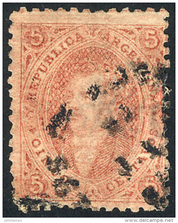 GJ.20d, 5 C. 3rd Printing, Semi-clear Impression, Coffee Color, Dirty Plate, With Rimless Datestamp Of Buenos Aires... - Gebraucht