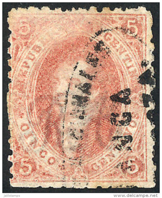 GJ.19, 5 C. 1st Or 2nd Printing Perforated, Brick Rose, Dry Impression, With Ellipse Cancel Of "Correo Nacional De... - Gebraucht