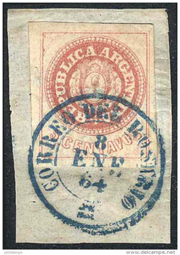 GJ.14, 5c. Without Accent, Worn Plate, Carmine-rose, On Fragment With Double Circle Datestamp "Correo Del Rosario"... - Gebraucht