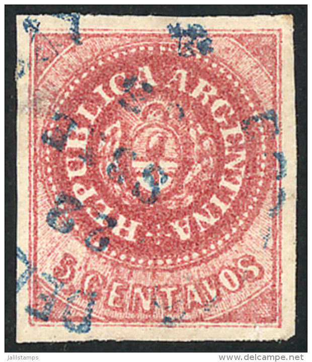 GJ.10B, 5 C. Without Accent, Carminish Rose, With Rimless Circular Datestamp Of CONCEPCION DEL URUGUAY In Blue,... - Gebraucht