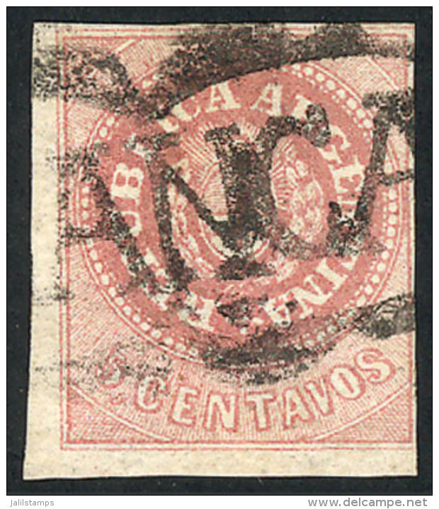 GJ.10, 5 C. Without Accent, Dull Rose, With Black FRANCA Cancel With Garland Of Rio Cuarto, 2 Margins, One Short... - Gebraucht