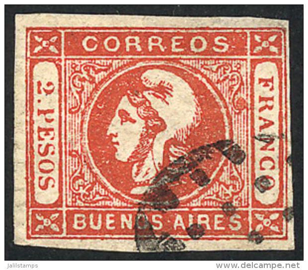 GJ.18, 2$ Red, With Dotted Ellipse Cancel Of Buenos Aires. - Buenos Aires (1858-1864)