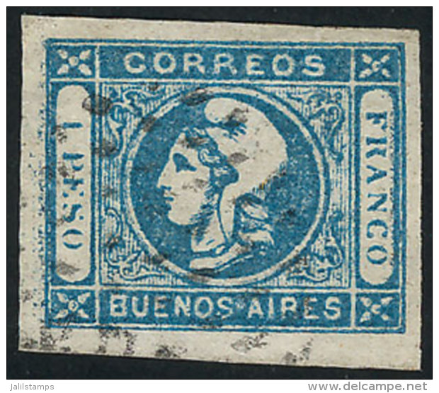 GJ.17, 1$ Blue, Worn Impression, With Dotted Ellipse Cancel Of Buenos Aires, VF! - Buenos Aires (1858-1864)