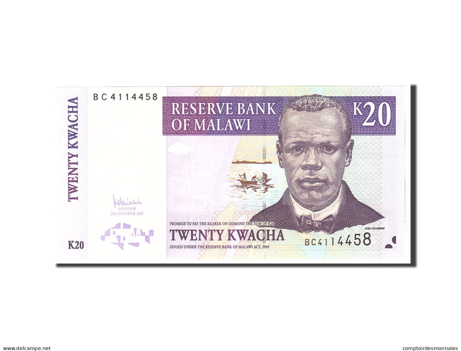 Billet, Malawi, 20 Kwacha, 2007, 2007-10-31, KM:52d, NEUF - Malawi