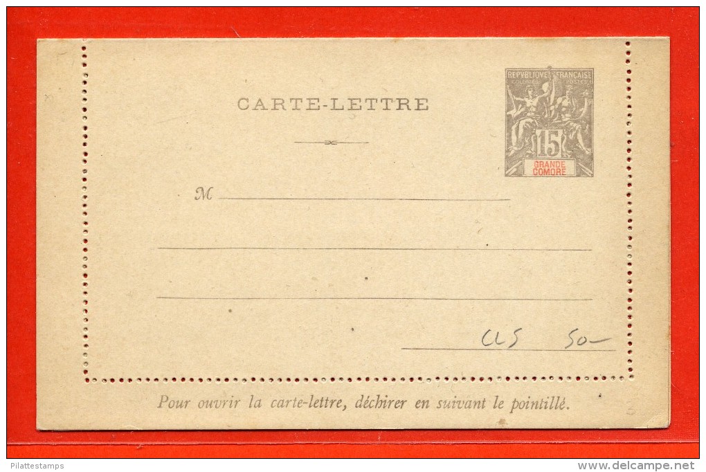 GRANDE COMORE  ENTIER POSTAL CL5 NEUF - Covers & Documents