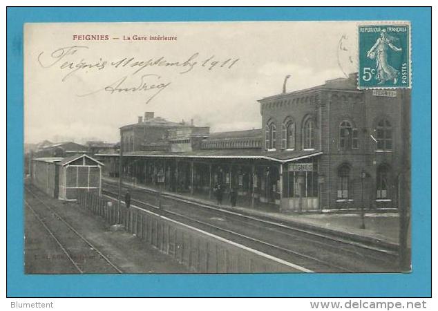 CPA Chemin De Fer La Gare Intérieure FEIGNIES 59 - Feignies