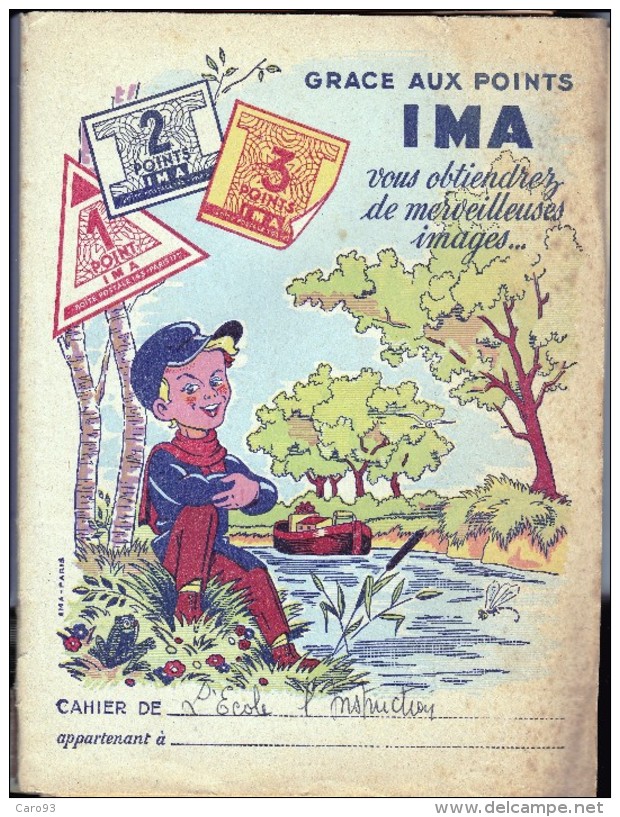Protège Cahier Publicitaire Ancien "Grace Aux Points IMA..." . En Papier Fort - I