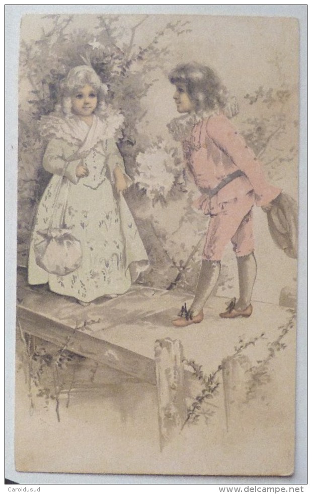 CPA Litho PRECURSEUR Illustrateur CLAPSADDLE NS Couple ENFANT ENFANTS Elegant Marquis Marquise Sur Pont Bois - Clapsaddle