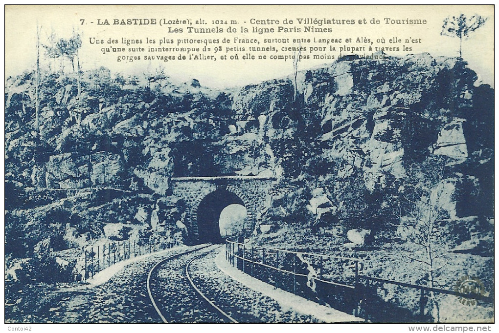 48 LA BASTIDE CHEMIN DE FER TUNNELS LIGNE PARIS NIMES LANGEAC ALES LOZERE - Autres & Non Classés