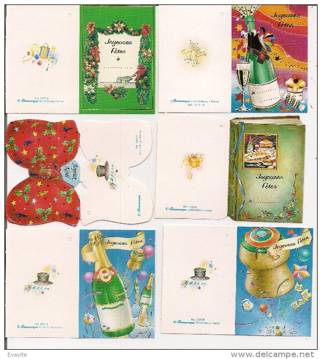 Saisons & Fêtes -  Joli Lot De 6 Images Ou Cartes Cadeau -  Joyeuses Fêtes - Bouchon, Champagne, Livre - Autres & Non Classés