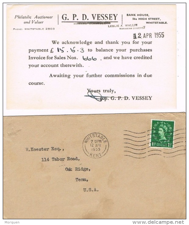 17536. Carta WHITSTABLE (Kent) England 1940. Card Veessey Philatelic Auction - Cartas & Documentos