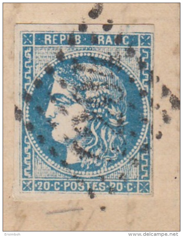 LAC N46c T3 R1 Bleu Gris Foncé Le Vigan--Nimes Cote Maury 450€. Signée Roumet - 1870 Emisión De Bordeaux