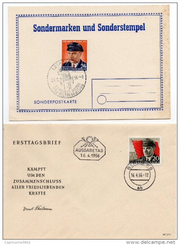 Allemagne -République Démocratique-1956 - Anniversaires De Ernst THALMANN (Yvert N°170/241) 2 Documents - Otros & Sin Clasificación